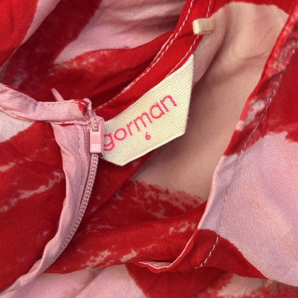 Gorman Australia red pink silk blend painted floral sheer midi dress - Picture 10 of 11